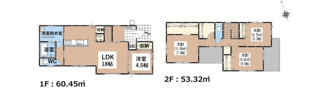 S・福岡市東区塩浜1丁目第7-4棟（4号棟）の間取り|全居室収納付きで便利です。