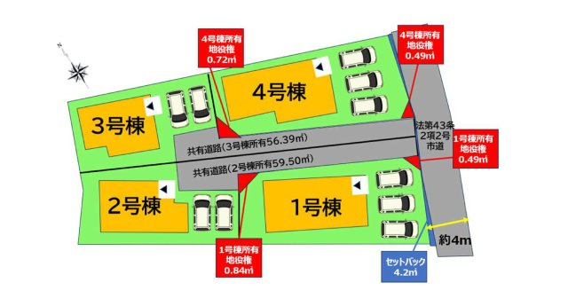 S・福岡市東区塩浜1丁目第7-4棟（4号棟）の区画図|配置図（4号棟）