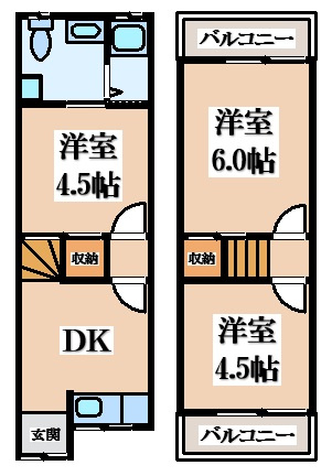 【間取り】 | 布市町１丁目貸家