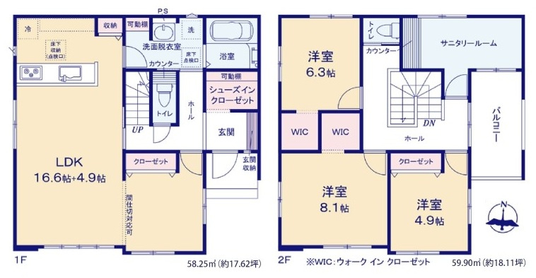 牛久市神谷　10期　新築戸建ての間取り|間取り図です♪
実際の空間の広さや陽当たり、風通しなどは現地でご確認できます♪