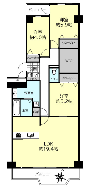 須磨パークヒルズＦ棟の間取り