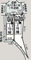 八王子市下恩方町　第37（全２棟）の区画図|前面道路に面した全2棟の区画設計です。敷地内にはカースペースを2台から3台分確保しており、日々の車での外出や家族の送り迎え、来客時にもスムーズに利用できるゆとりがあります。