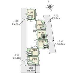 Terrechez　神戸市垂水区清水が丘１期　全６棟の区画図|全体区画図