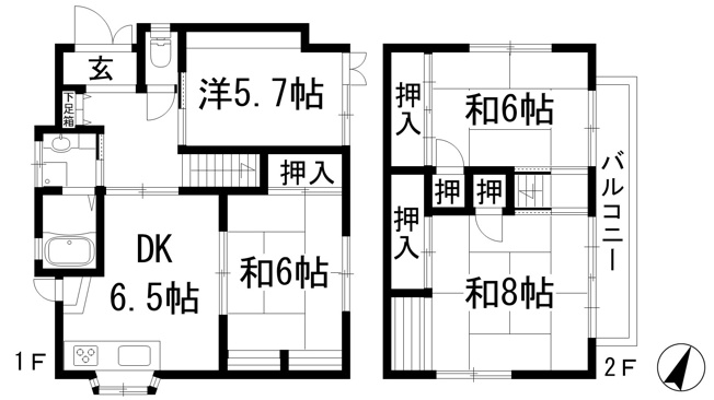 【間取り】 | 野上6丁目貸家