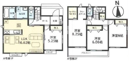 土浦市真鍋5丁目2086番　新築戸建て　A号棟の間取り|間取り図です♪
実際の空間の広さや陽当たり、風通しなどは現地でご確認できます♪