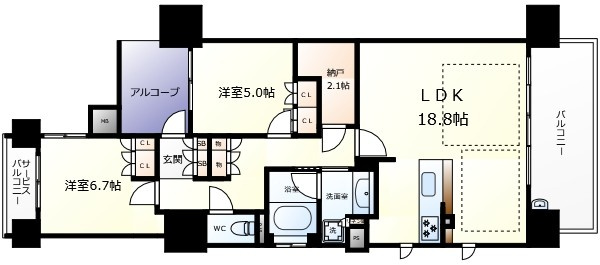 クレヴィア南森町THE FRONTの間取り|クレヴィア南森町THE FRONT　間取り