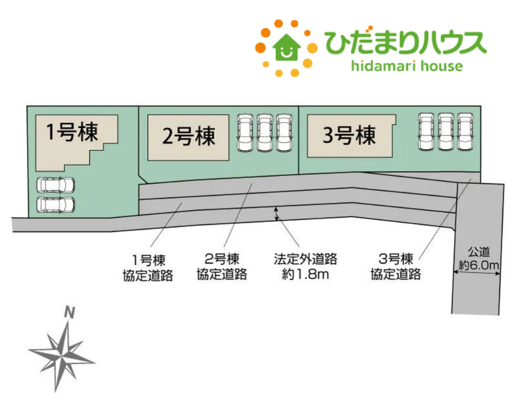 鴻巣市滝馬室　新築戸建　ブルーミングガーデン　02の区画図