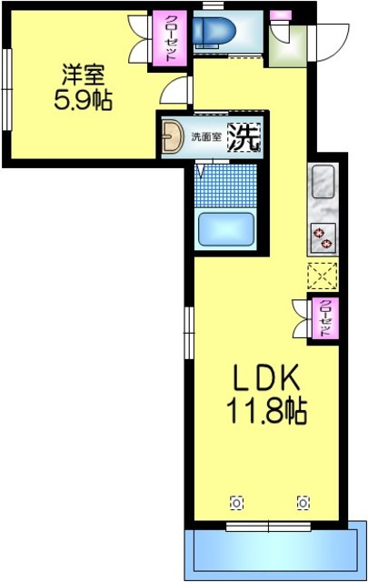 Ｓｏｌａｎａ　ソラーナの間取り|★最上階／角部屋２面窓★