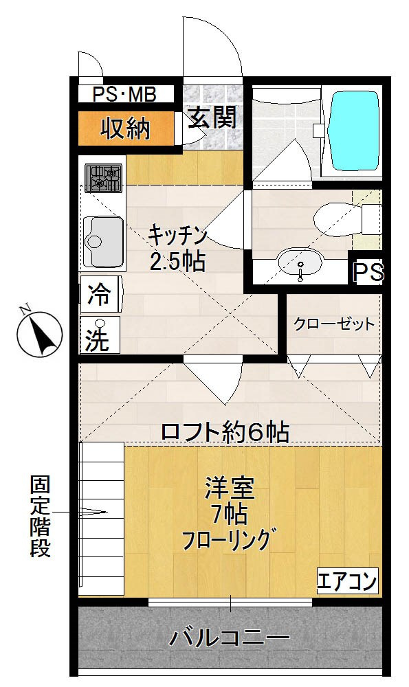 川崎市多摩区菅稲田堤２丁目のアパートの間取り
