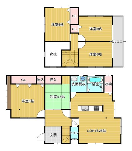 川中本町　一戸建ての間取り