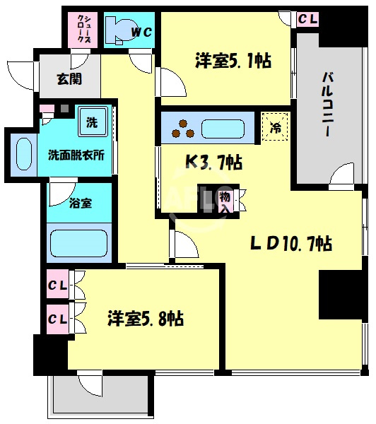 ローレルタワー御堂筋本町　開平小学校区の間取り|ローレルタワー御堂筋本町　間取り