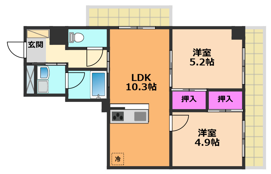 山崎マンション16高槻芥川の間取り