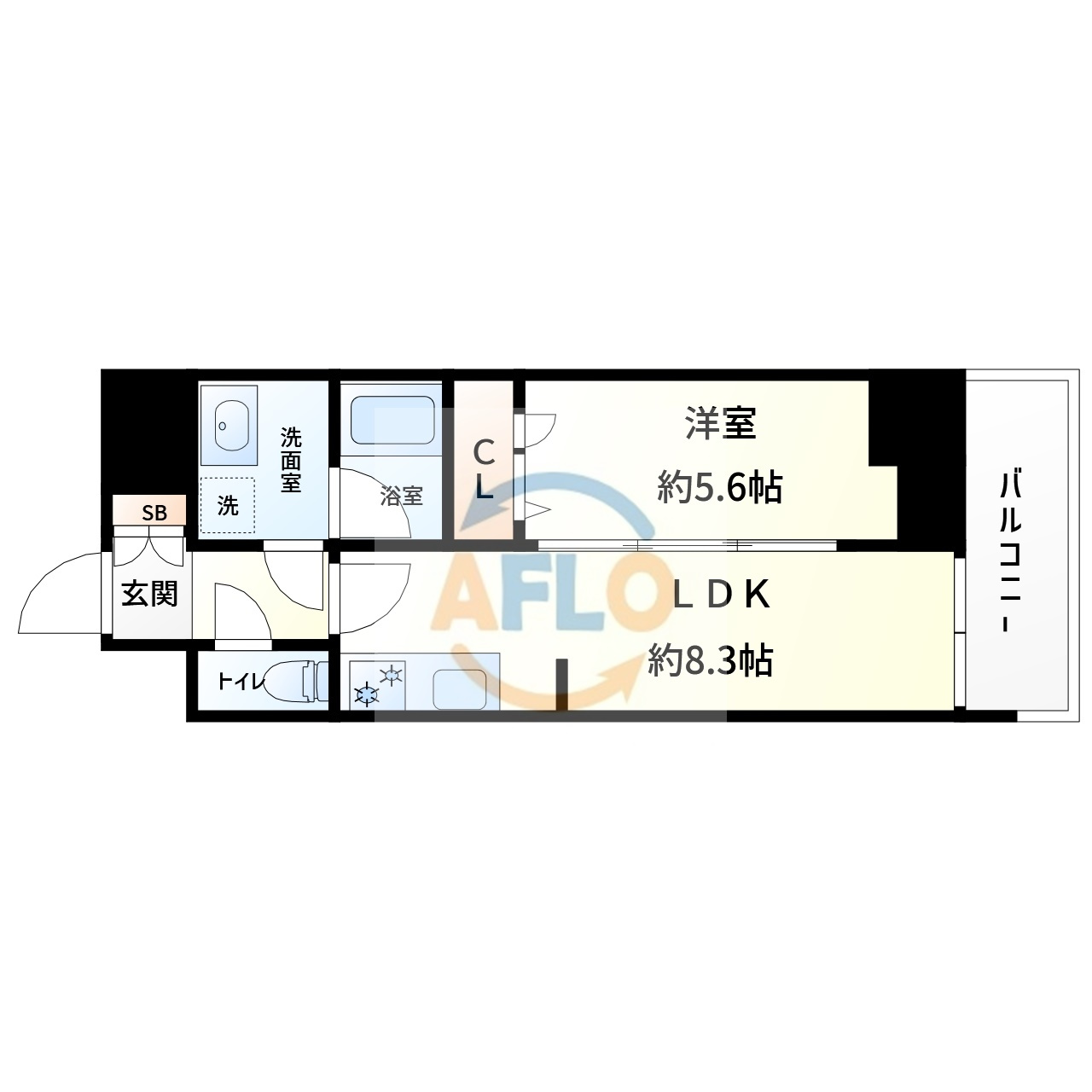大阪市中央区淡路町１丁目の賃貸マンションの間取り|グランプレリス北浜ELNOVEA　間取り