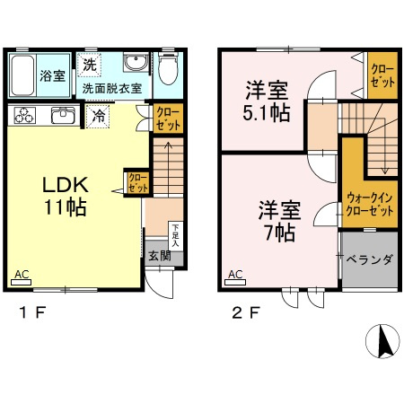 メゾネット八幡　B棟の間取り