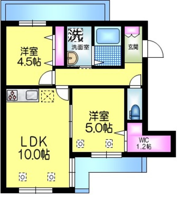 ＡｎｇｅＣ　アンジュシーの間取り|★２面バルコニー★