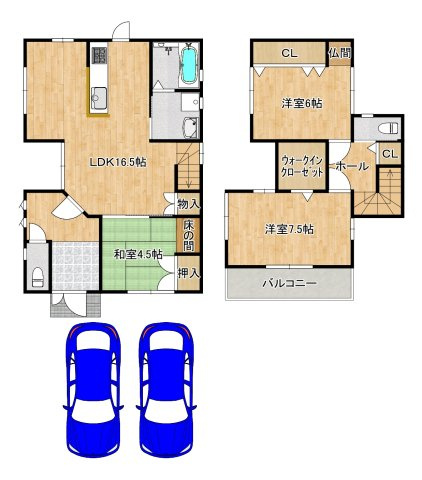 大森　中古一戸建ての間取り|【土地約３７．０４坪】駐車2台可能！ゆとりある敷地でのびのび新生活をここではじめませんか！
