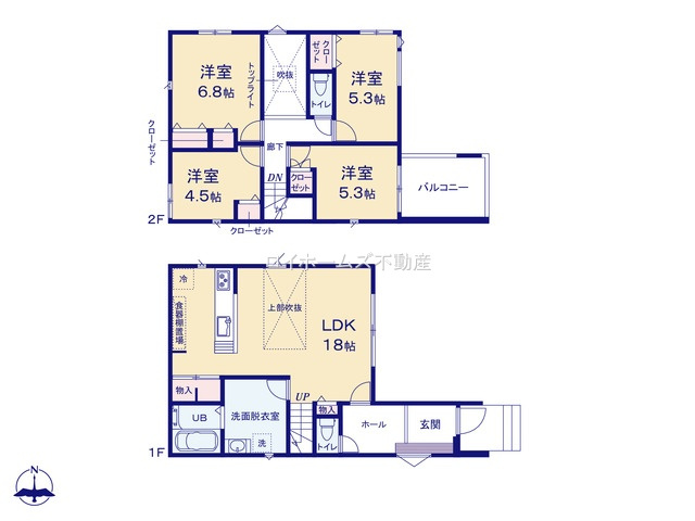 【間取り】 | 名古屋市中村区長筬町７丁目67-1『仲介料無料』新築戸建て | 1号棟
