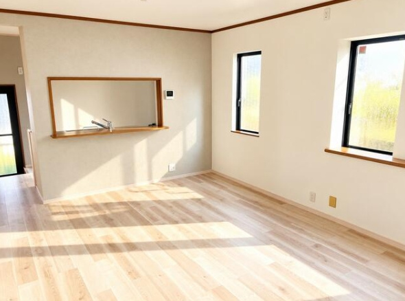 八街市山田台　中古戸建の居間・リビング|内外装リフォーム済み令和8年9月 システムキッチン ユニットバス トイレ外装リフォーム済
