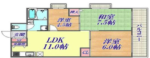 マンション指月の間取り