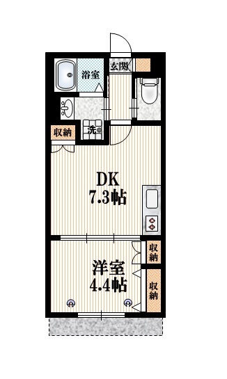 ＳｕｃｒｅＫの間取り|★収納豊富な１ＤＫタイプ★