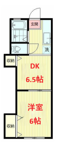 【間取り】 | 白百合荘 | 洋室6帖　DK6.5帖