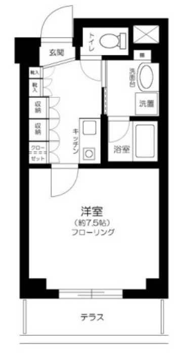 コーポ中里　駐輪場　オートロック　独立洗面台の間取り