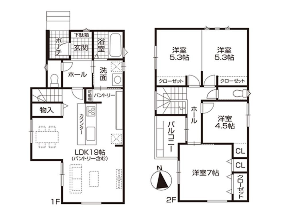 春日井市知多町1丁目（全3棟）の間取り