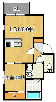 Crecia南福岡（クレシア）1の間取り|使いやすい間取りです。