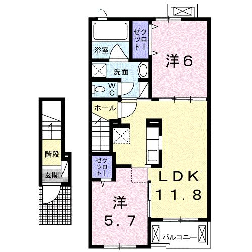 【間取り】 | アンジュ　デュ　ヴァン　Ⅱ