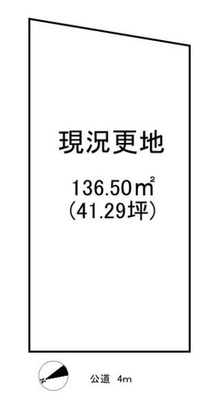 北葛城郡上牧町下牧６丁目　建築条件なし土地の土地図