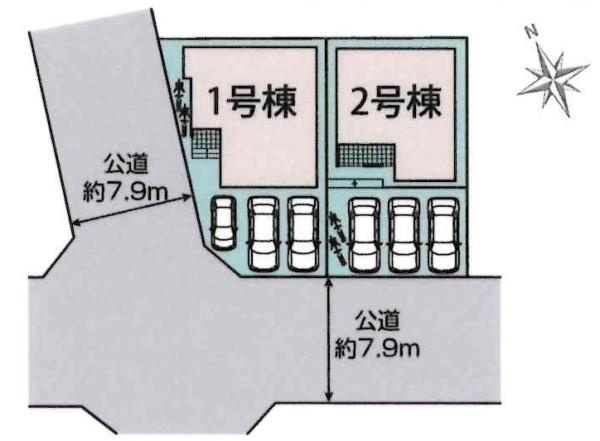 豊田市高上1丁目　全2棟・2号棟の区画図