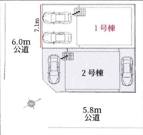 豊田市畝部東町1期　全2棟・1号棟の区画図