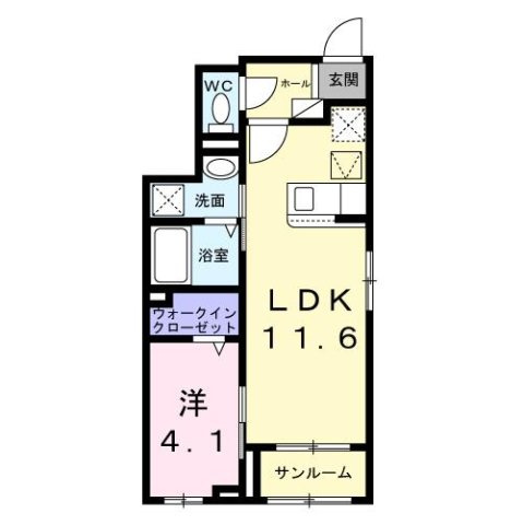 ピュアハイツ　夕陽　Ｂの間取り
