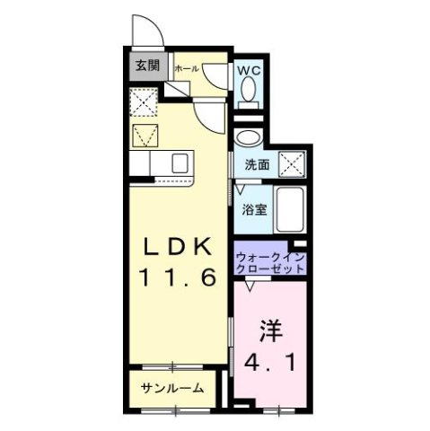 ピュアハイツ　夕陽　Ｂの間取り