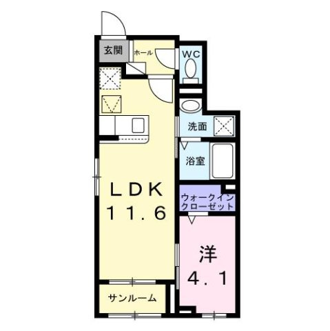 ピュアハイツ　夕陽　Ｂの間取り