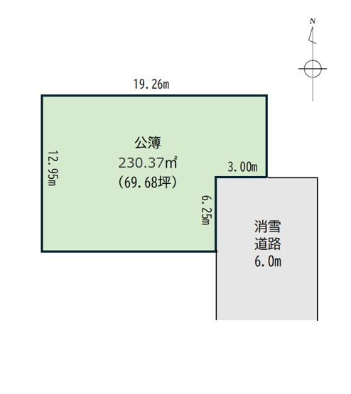 【土地図】 | 【建築条件なし】大仙市大曲住吉町 区画の整った分譲宅地69.68坪前面消雪道路、商業施設充実