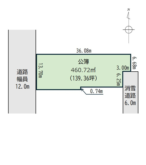 【土地図】 | 【建築条件なし】大仙市大曲住吉町 100坪超 区画の整った分譲宅地 東側前面消雪道路、商業施設充実