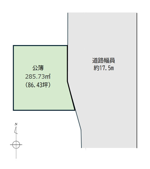 【土地図】 | 【建築条件なし】大仙市大曲田町 ゆとりの敷地86.43坪広いお庭や家庭菜園、ゆったりした平屋など、住まいの夢が広がります