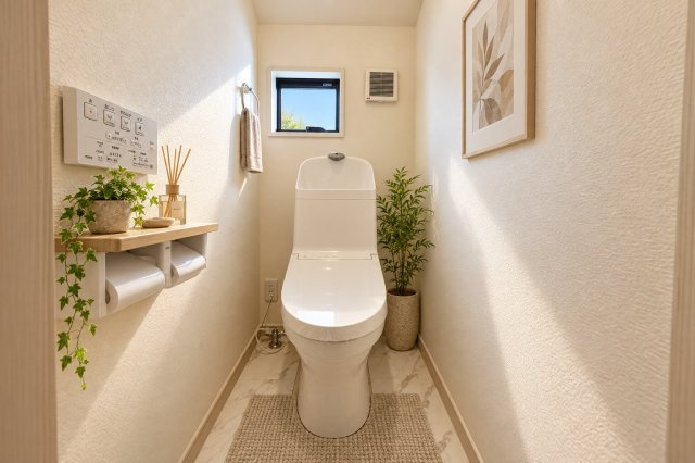 ■BESTie美邸100選■センター北駅　土地165.92㎡♪建物102.26㎡×前面道路6m以上のトイレ|トイレも気になるポイント。本画像はAIがCGで家具等を作成しており、実際の現地には設置されておりません。販売価格には含まれておりません。