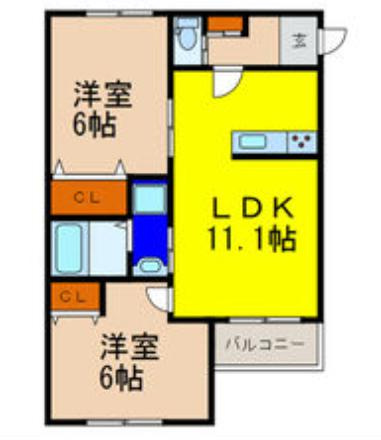 プレジール高取山町A棟の間取り