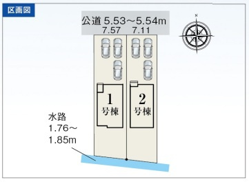 岐阜市川部！太陽光発電システム搭載の新築建売全2棟！お車スペース2台以上可能！ドラックストアー充実！の区画図|岐阜市川部！太陽光発電システム搭載の新築建売全2棟！お車スペース2台以上可能！ドラックストアー充実！