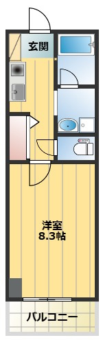【間取り】 | ハマコートⅢ | 一人暮らしに最適な1K！