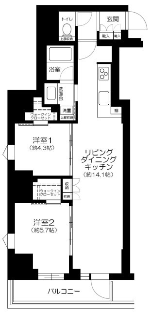 サンウッドフラッツ新宿四谷三丁目の間取り