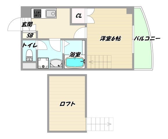 大阪市東淀川区東中島６丁目の賃貸マンションの間取り