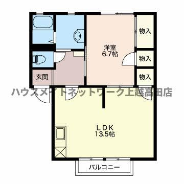 ぱれすよつやの間取り|間取図（ぱれすよつや 0202）1LDK