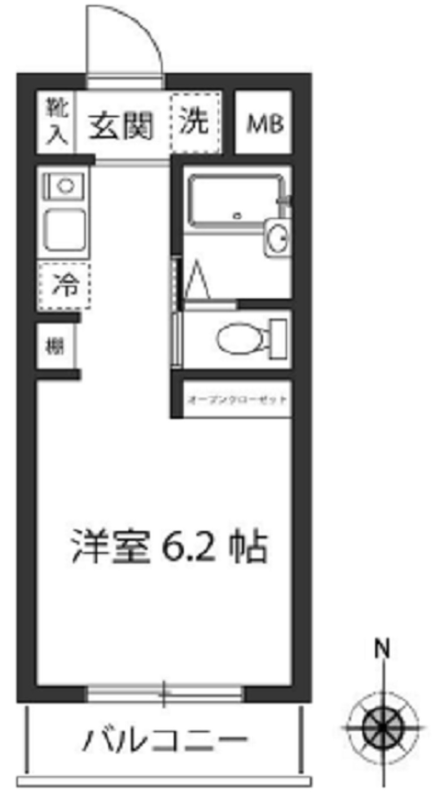 スカイハイツみゆきの間取り|南向きバルコニー洋室6.2帖バストイレ別！