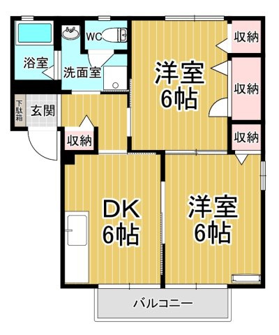 【間取り】 | ラフォーレ・秋桜Ｄ | カップルさんにオススメのお部屋です♪