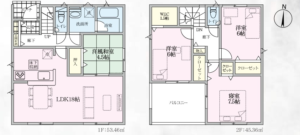 鴻巣市堤町　第2　新築一戸建て　クレイドルガーデン　01の間取り|【全1棟・1号棟】鴻巣市堤町　第2　新築一戸建て　クレイドルガーデン　01・4LDK・土地面積131.43m2・建物面積98.82m2