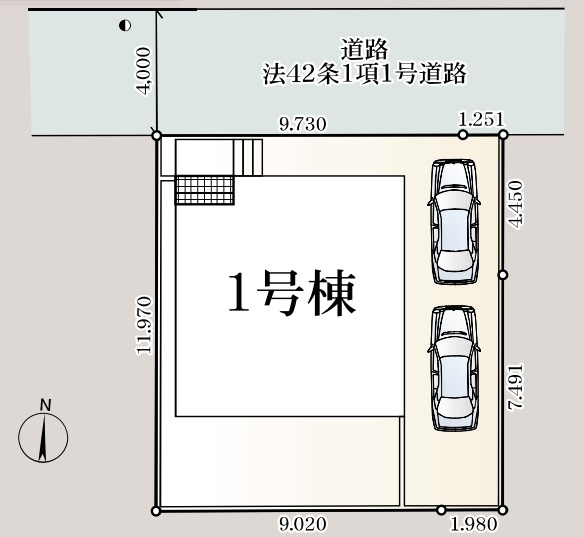 鴻巣市堤町　第2　新築一戸建て　クレイドルガーデン　01の区画図|1号棟