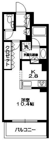 アトラス新宿柏木の間取り|角部屋　洋室10.4帖　キッチン2.8帖